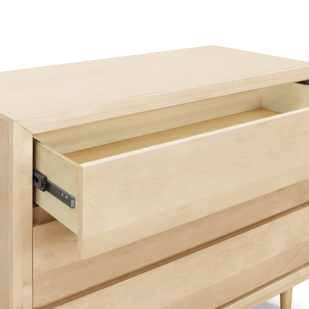 Closeup of Ubabub Nifty 3-Drawer Assembled Dresser open drawer in -- Color_Natural Birch