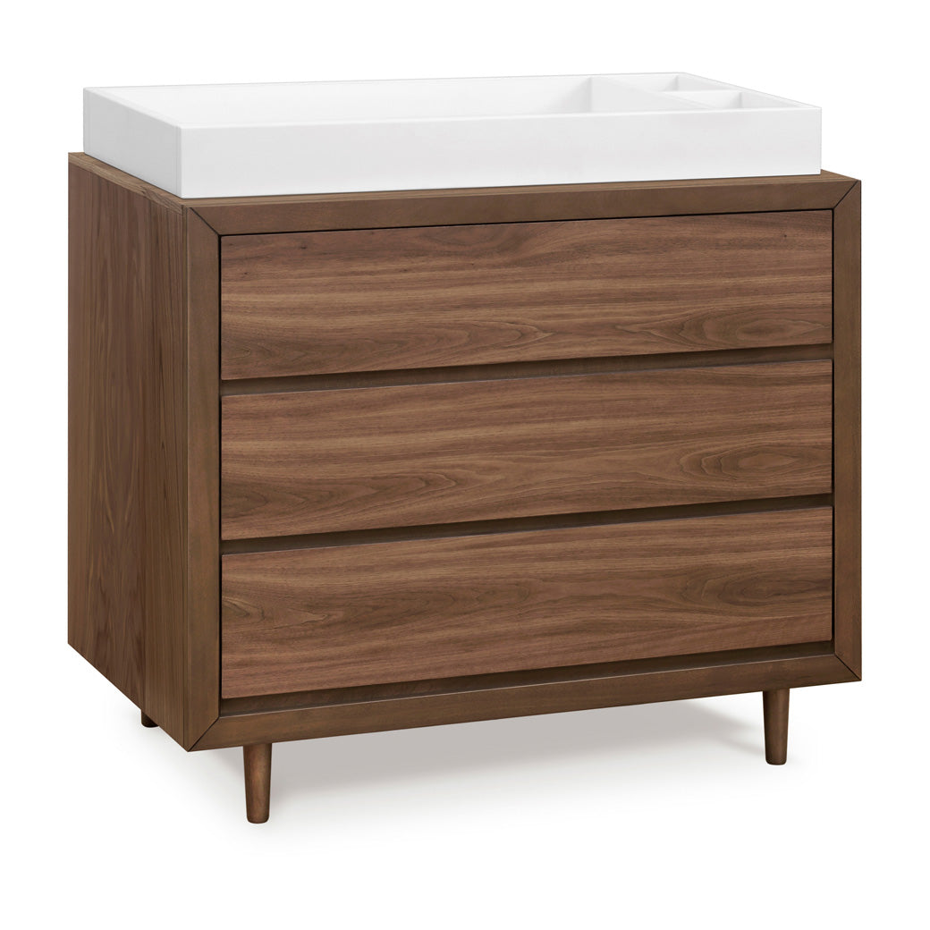 Ubabub Nifty 3-Drawer Assembled Dresser with a white changing tray in -- Color_Walnut