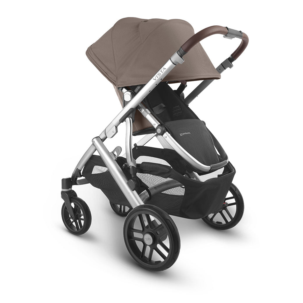 Angled view of the reverse Uppababy Vista V2 with sunshade down  in -- Color_Theo