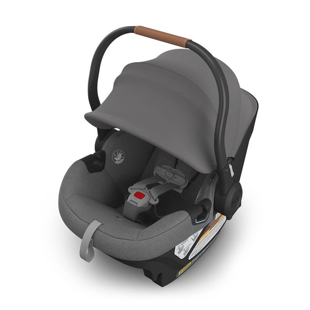 Upper view of Uppababy Aria Infant Car Seat in -- Color_Greyson
