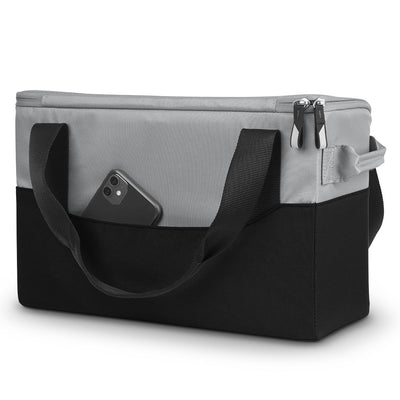 Back view of UPPAbaby Bevvy Stroller Basket Cooler with a phone in pocket 