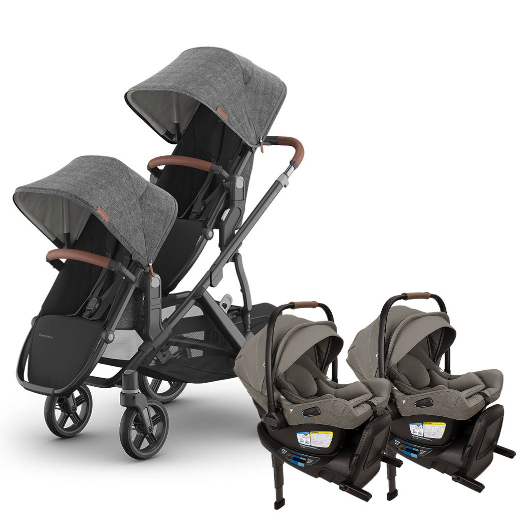 UPPAbaby Vista V3 Twin Stroller + Nuna PIPA Series Travel System