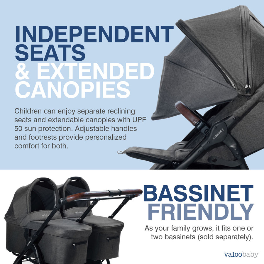 Valco Baby Snap Duo Trend Double Stroller, Charcoal