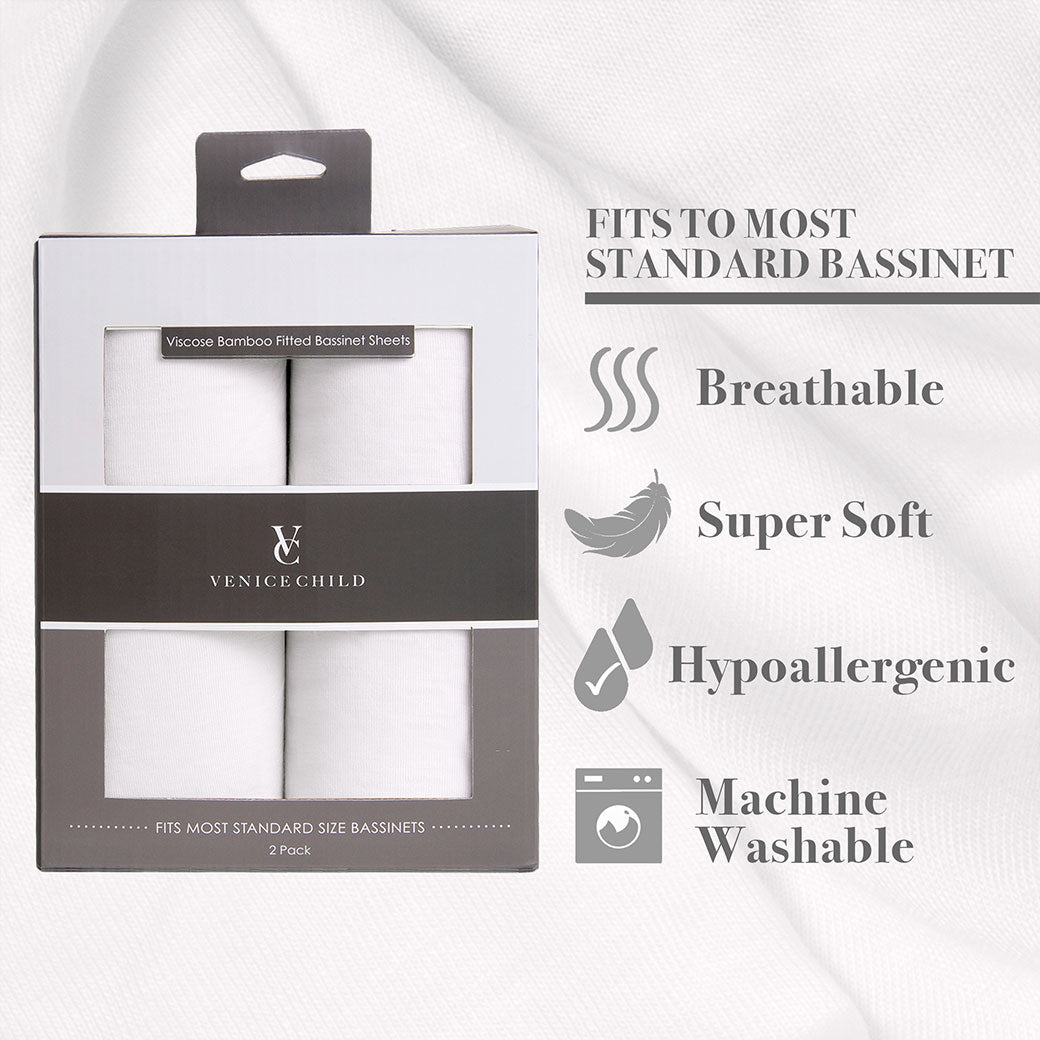 Bamboo Viscose Fitted Bassinet Sheets (Set of 2)