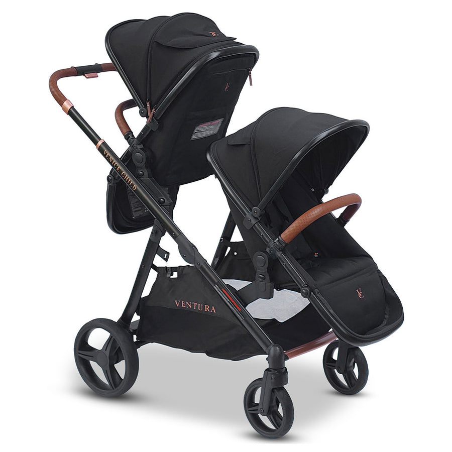 Venice Child Ventura Single to Double Sit-And-Stand Tandem Stroller with 2nd Toddler Seat