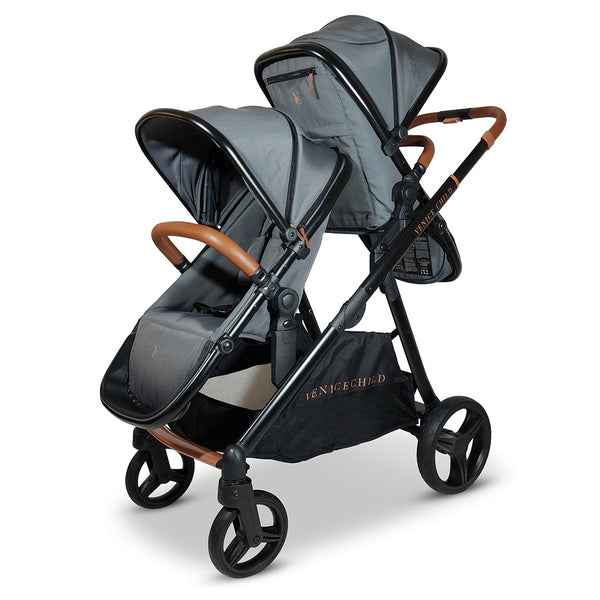 Venice Child Ventura Single to Double Sit-And-Stand Tandem Stroller with 2nd Toddler Seat