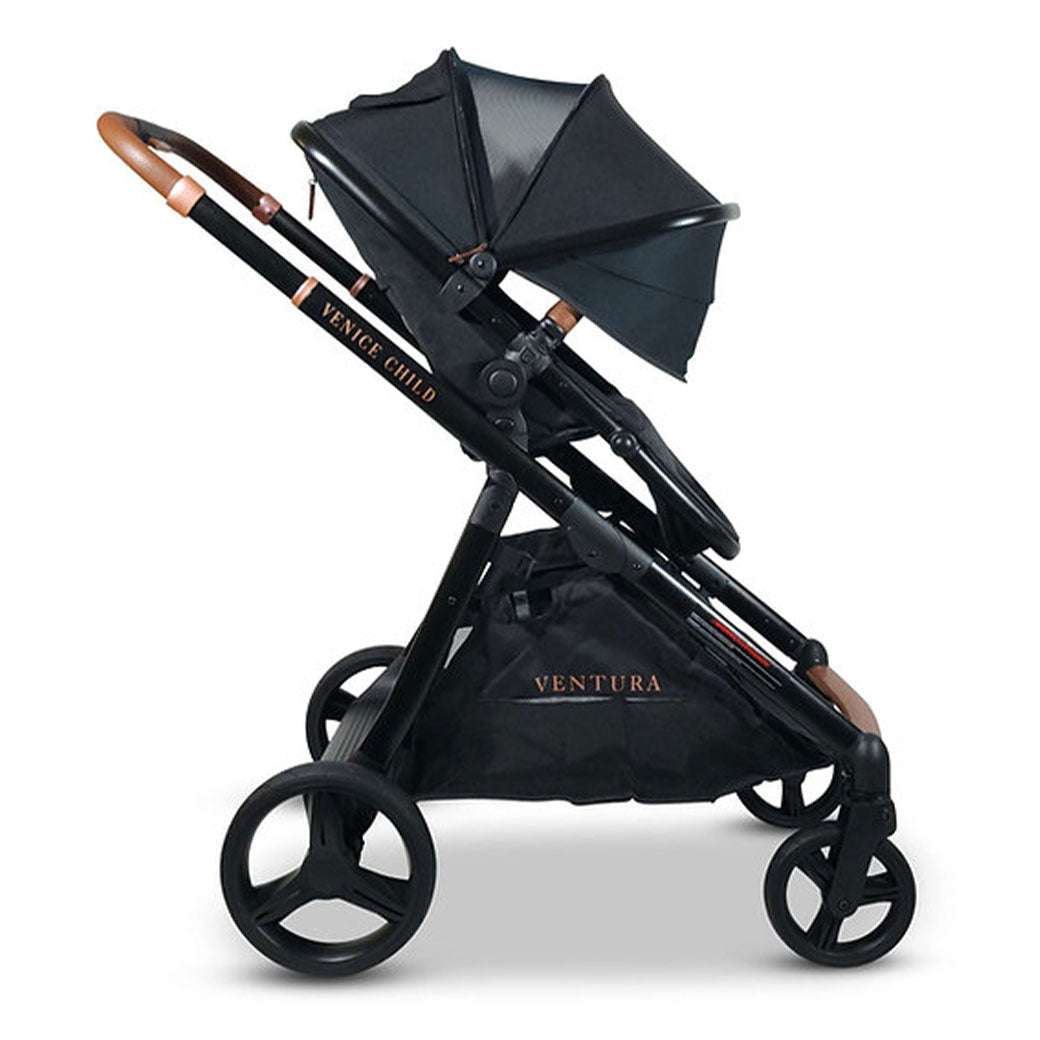 Side view of Venice Child Ventura Single to Double Sit-and-Stand Stroller in -- Color_Midnight