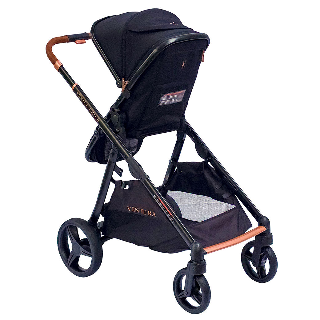Back view of reversed Venice Child Ventura Single to Double Sit-and-Stand Stroller in -- Color_Midnight