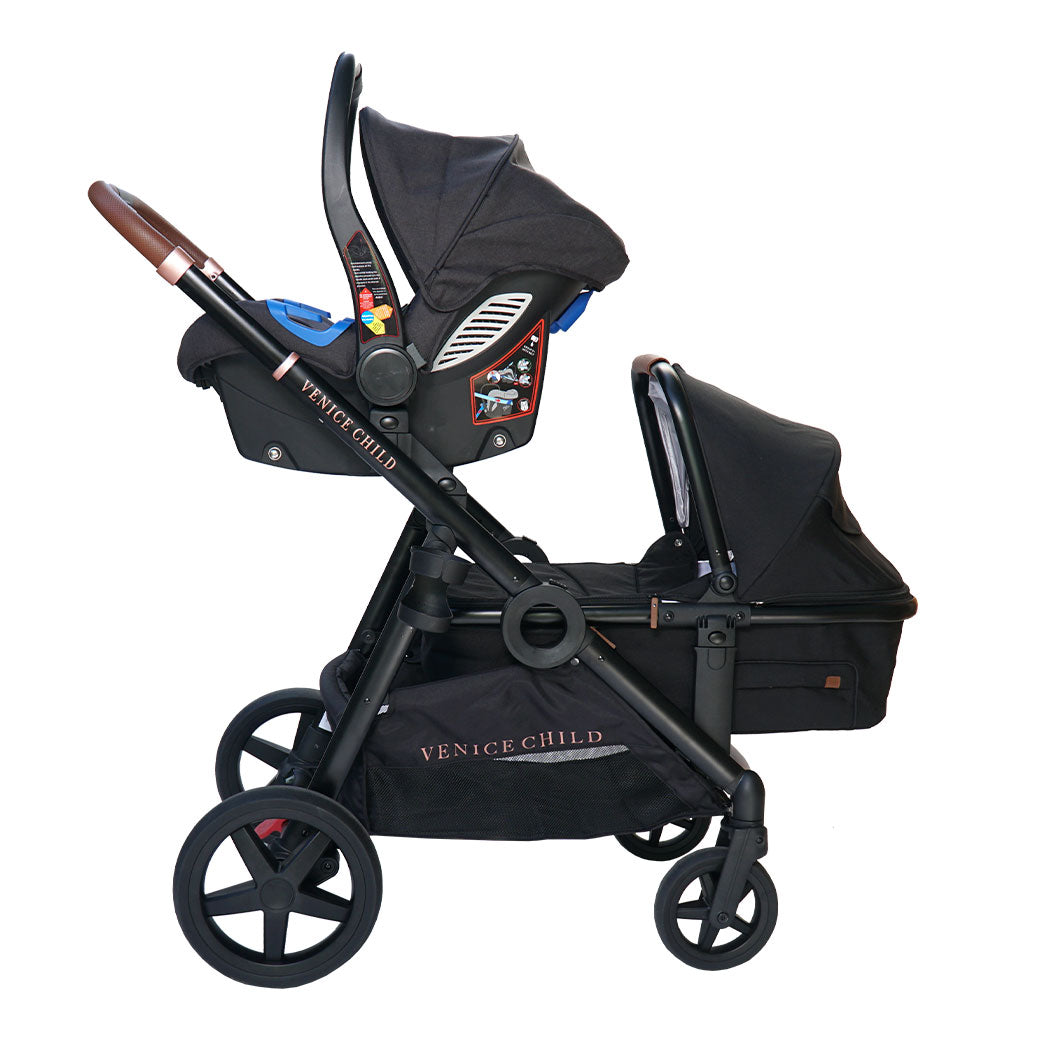 Venice Child Ventura Stroller Stand-Alone Bassinet on chassis with car seat  in -- Color_Midnight