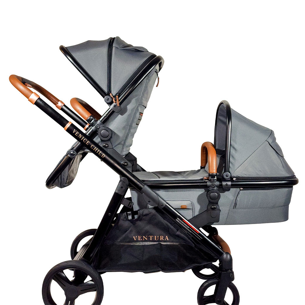 Venice Child Ventura Stroller Stand-Alone Bassinet on the chassis with the seat  in -- Color_Shadow
