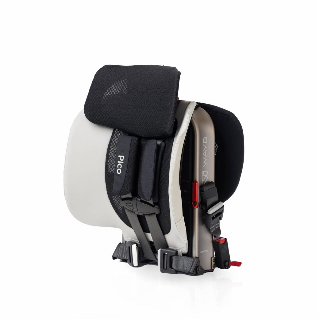 Folded front view of WAYB Pico Car Seat in -- Color_Stardust