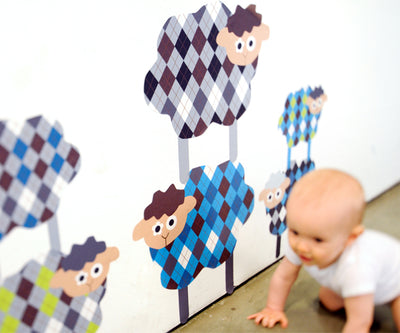 Cutesy Characters Shy Sheepies Wall Stickers