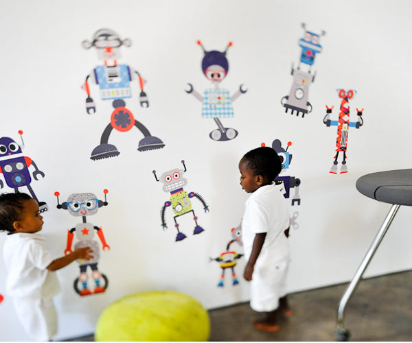 Cutesy Characters Build-A-Bot Wall Stickers