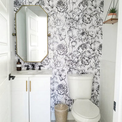 Black and White Floral Mural