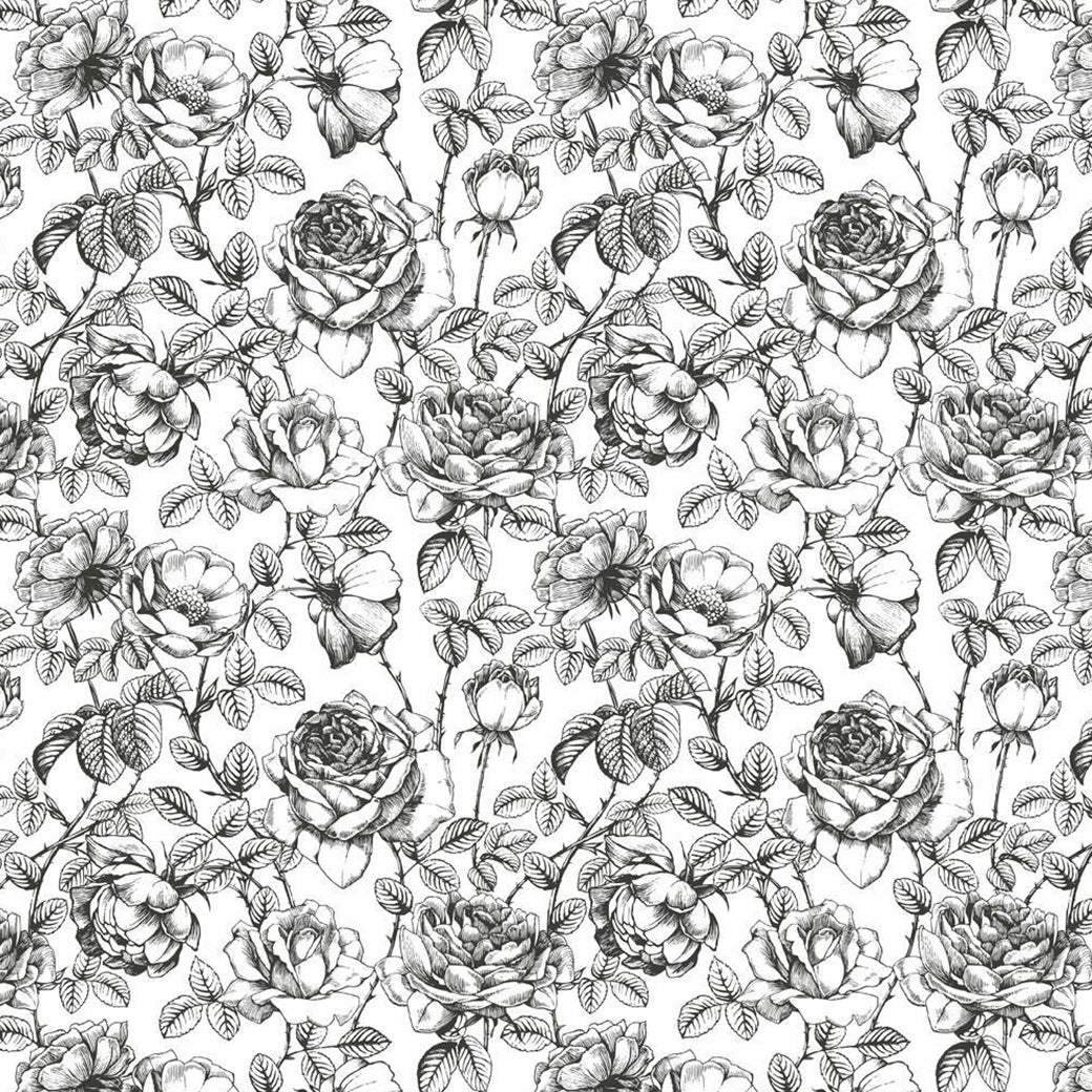 Black and White Floral Mural