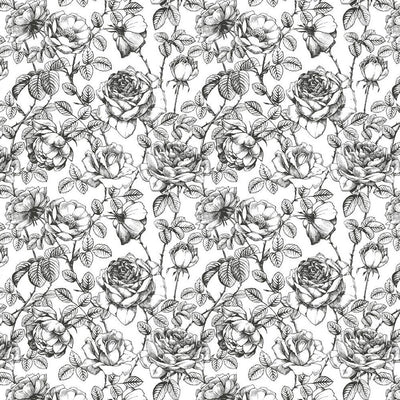 Black and White Floral Mural