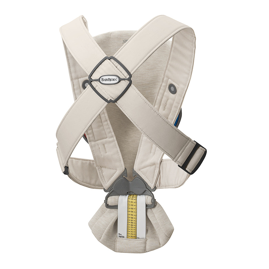 Back view of BABYBJÖRN Baby Carrier Mini in -- Color_Light Beige 3D Jersey