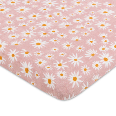 Babyletto All-Stages Bassinet Sheet In GOTS Certified Organic Muslin Cotton in -- Color_Daisy