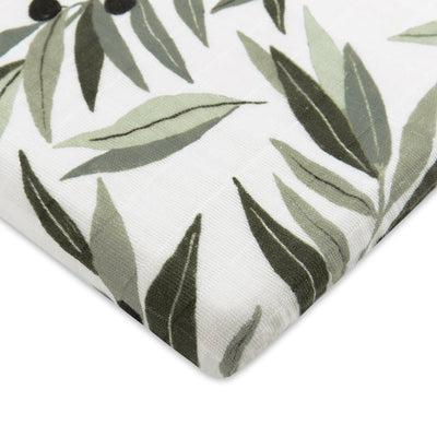 Babyletto All-Stages Bassinet Sheet In GOTS Certified Organic Muslin Cotton in -- Color_Olive Branches