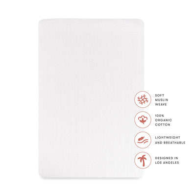 Features of the Babyletto All-Stages Bassinet Sheet In GOTS Certified Organic Muslin Cotton in -- Color_White