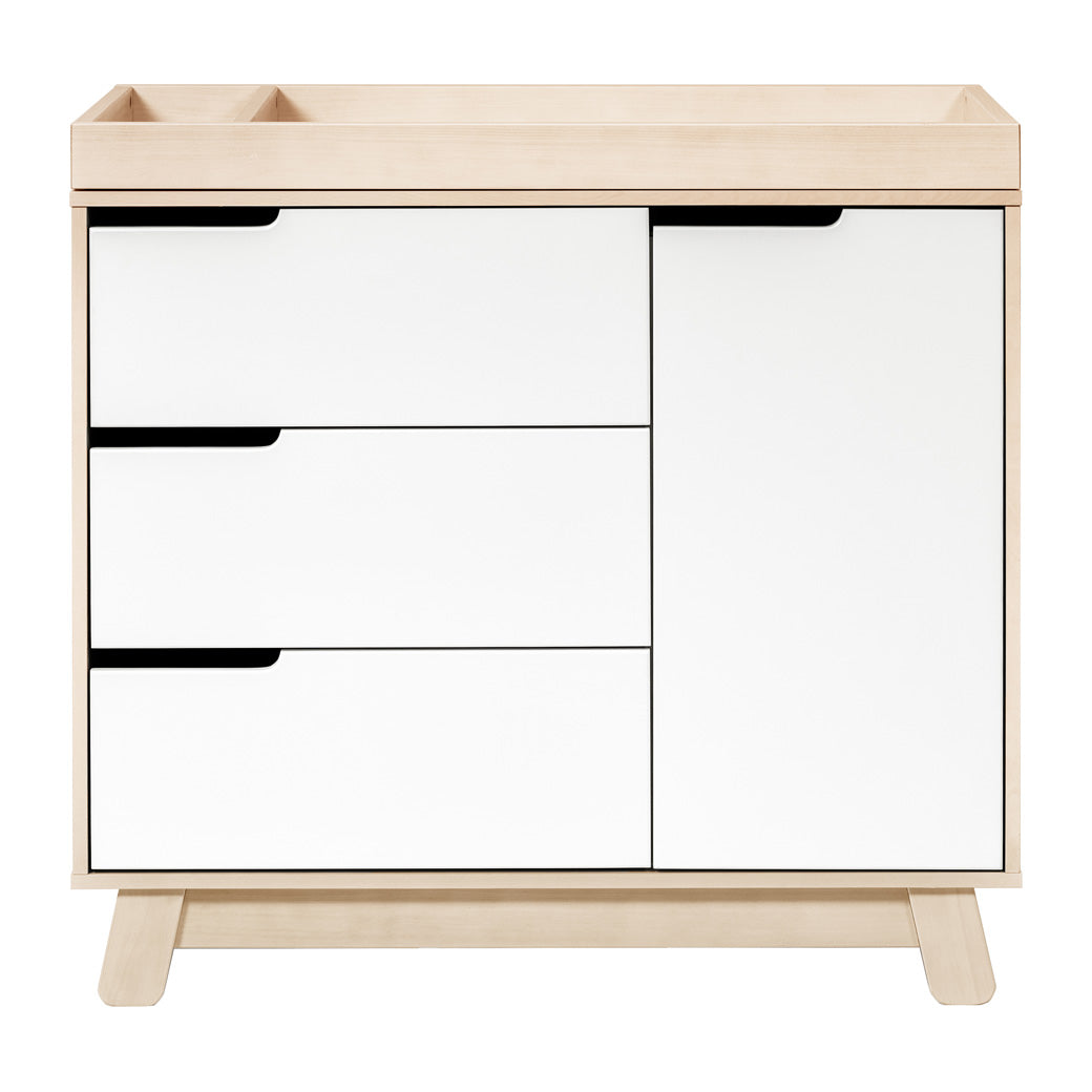 Front view of The Babyletto Hudson Changer Dresser in -- Color_Washed Natural/White
