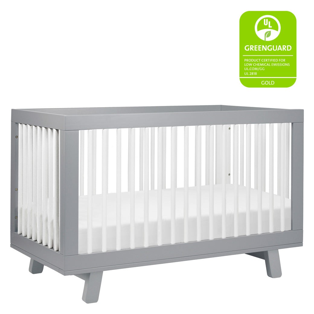 Babyletto Hudson 3-in-1 Convertible Crib And Toddler Rail  with GREENGUARD certification -- Color_White/Grey