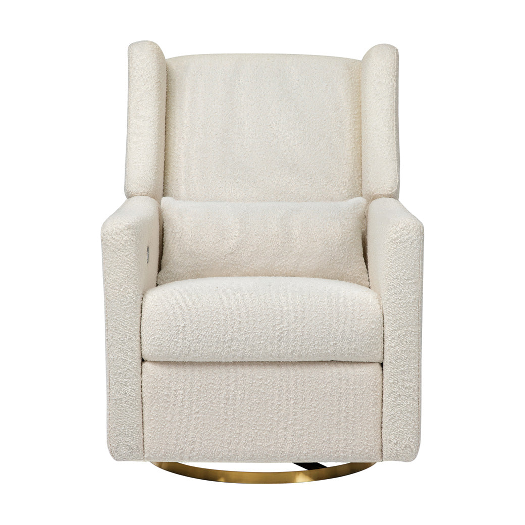 Front view of Babyletto Kiwi Glider Recliner in -- Color_Ivory Boucle with Gold Base