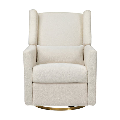 Front view of Babyletto Kiwi Glider Recliner in -- Color_Ivory Boucle with Gold Base