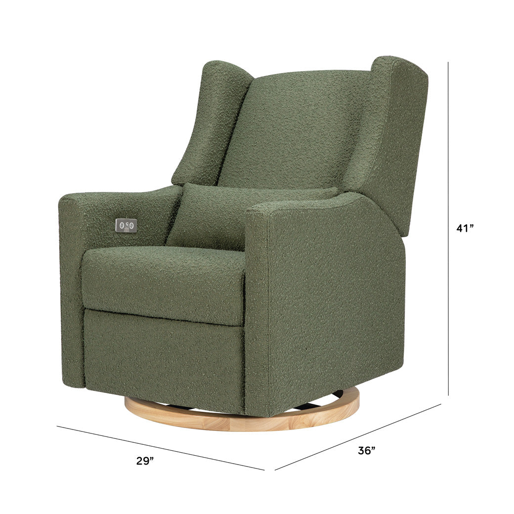 Dimensions of the Babyletto Kiwi Glider Recliner in -- Color_Olive Boucle With Light Base