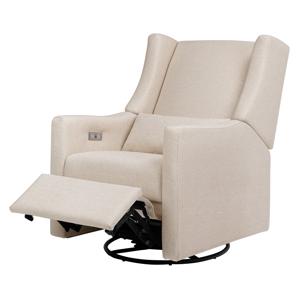 Babyletto Kiwi Glider Recliner with footrest up  in -- Color_Performance Beach Eco-Weave