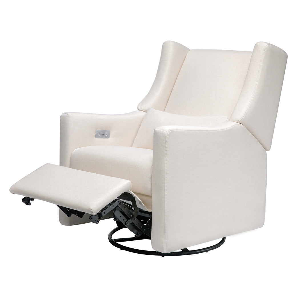 Babyletto Kiwi Glider Recliner with footrest up  in -- Color_Performance Cream Eco-Weave