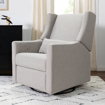 Babyletto Kiwi Glider Recliner in a cozy room in -- Color_Performance Grey Eco-Weave