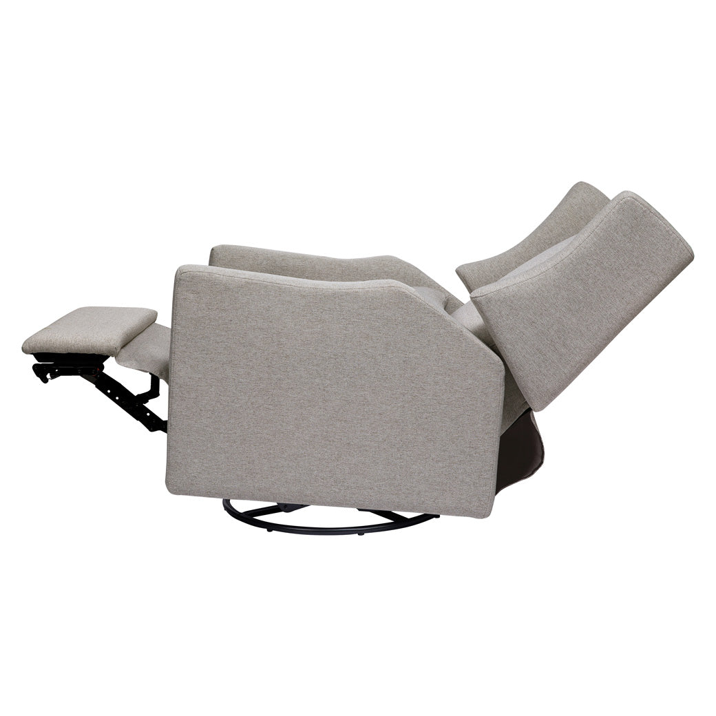 Fully reclined Babyletto Kiwi Glider Recliner in -- Color_Performance Grey Eco-Weave