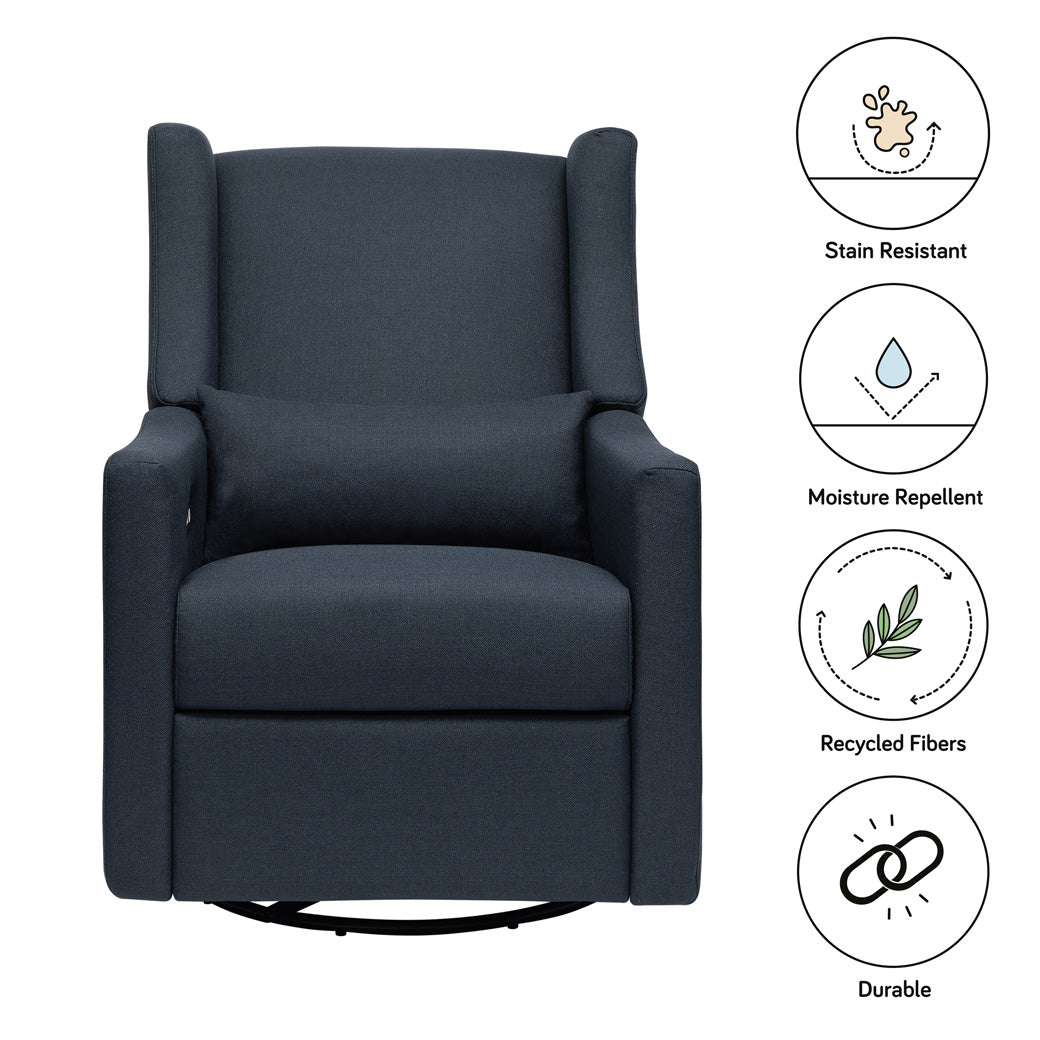 Features of the Babyletto Kiwi Glider Recliner in -- Color_Performance Navy Eco-Twill