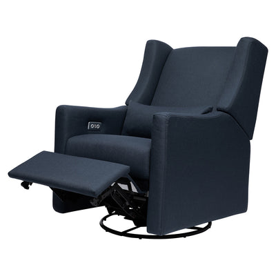 Babyletto Kiwi Glider Recliner with footrest up in -- Color_Performance Navy Eco-Twill