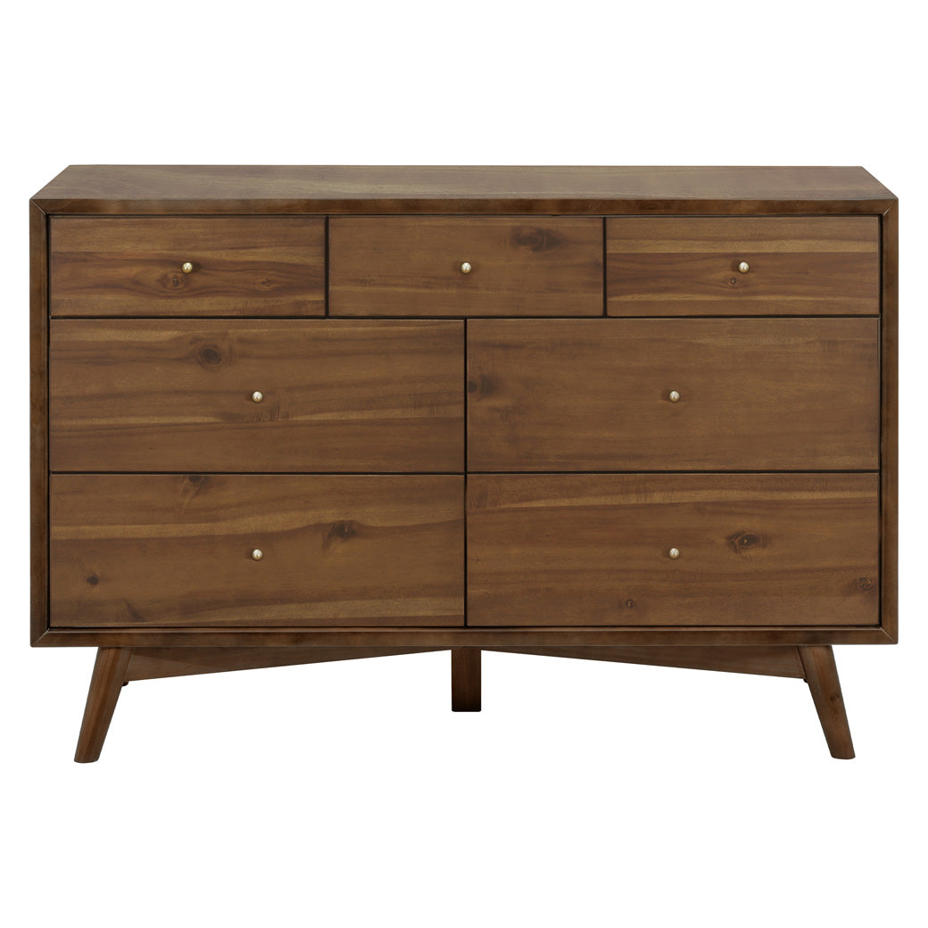 Front view of Babyletto's Palma 7-Drawer Assembled Double Dresser in -- Color_Natural Walnut