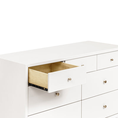 Babyletto's Palma 7-Drawer Assembled Double Dresser with open drawer in -- Color_Warm White