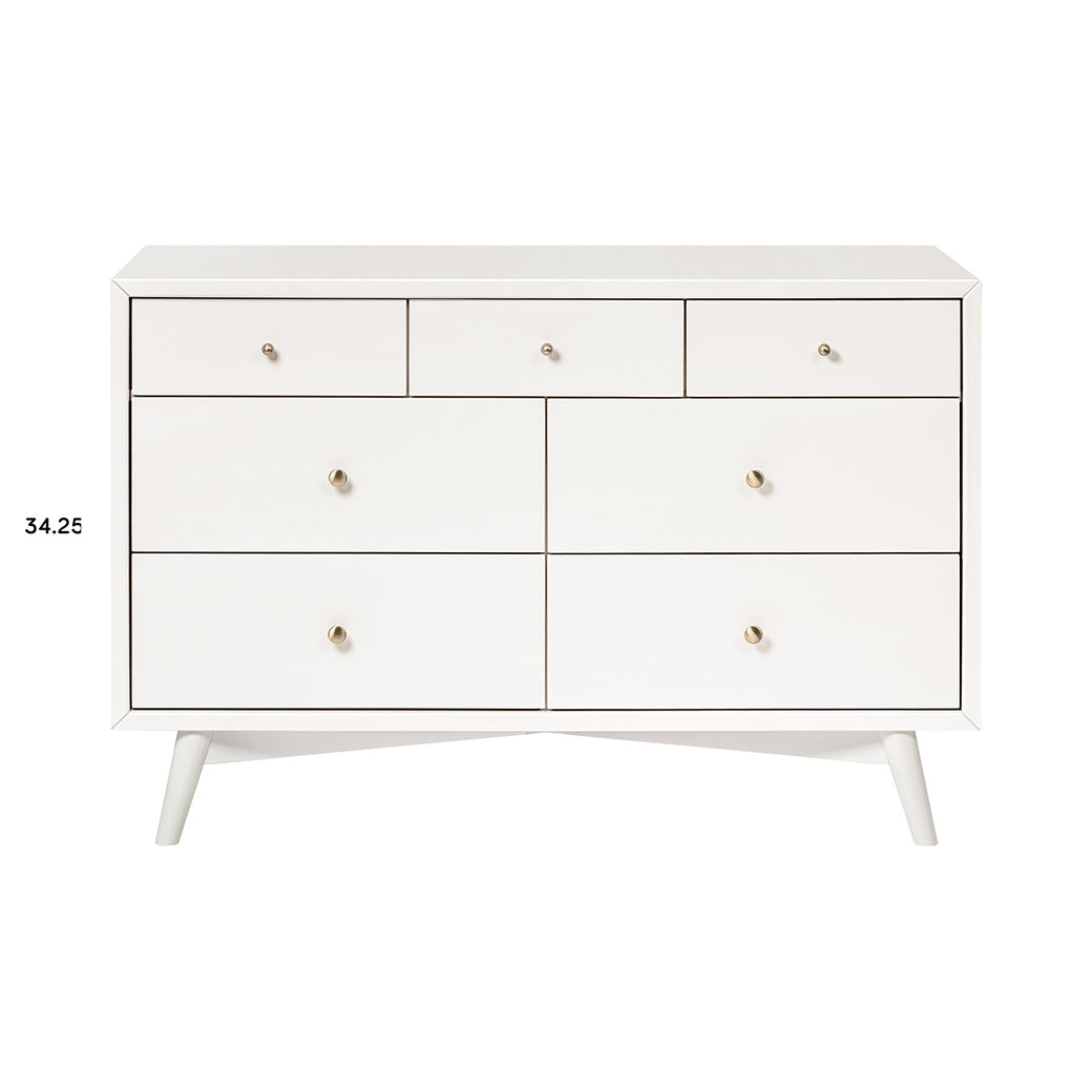 Front view of Babyletto's Palma 7-Drawer Assembled Double Dresser in -- Color_Warm White
