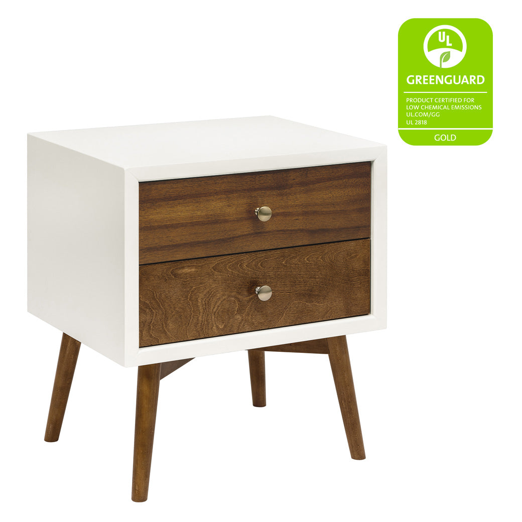 Babyletto's Palma Nightstand With USB Port with GREENGUARD tag in -- Color_Warm White with Natural Walnut