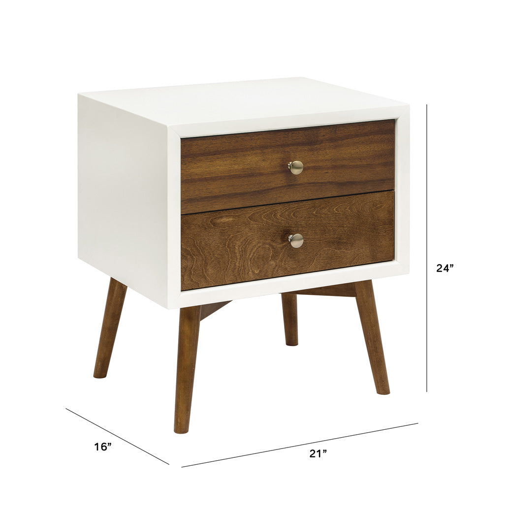 Dimensions of Babyletto's Palma Nightstand With USB Port in -- Color_Warm White with Natural Walnut