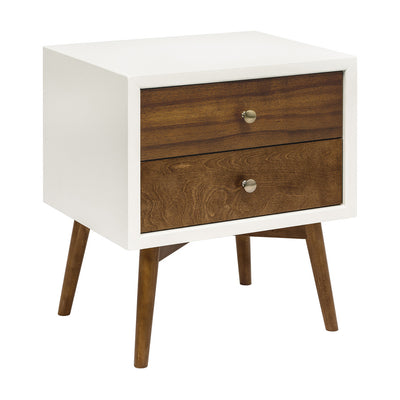 Babyletto's Palma Nightstand With USB Port in -- Color_Warm White with Natural Walnut