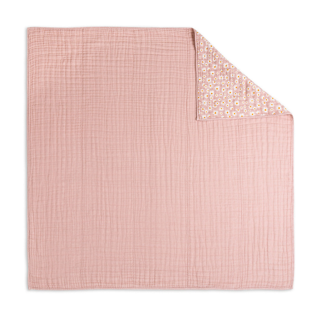 Back side of Babyletto's Quilt In 3-Layer GOTS Certified Organic Muslin Cotton in -- Color_Daisy