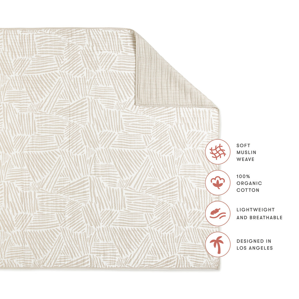Babyletto Quilt In 3 Layer GOTS Certified Organic Muslin Cotton and information-- Color_Oat Stripe
