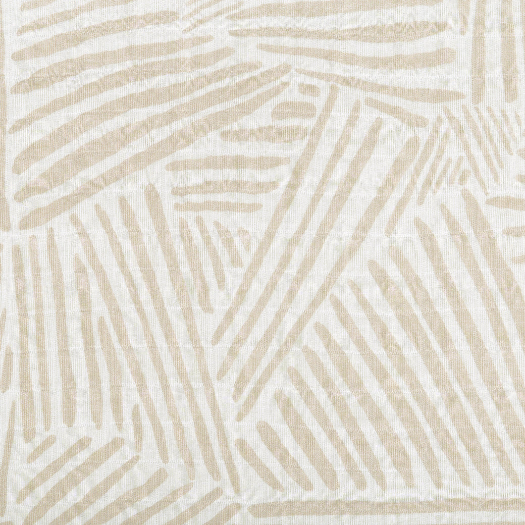Closeup of the material of Babyletto's Quilt In 3-Layer GOTS Certified Organic Muslin Cotton in -- Color_Oat Stripe