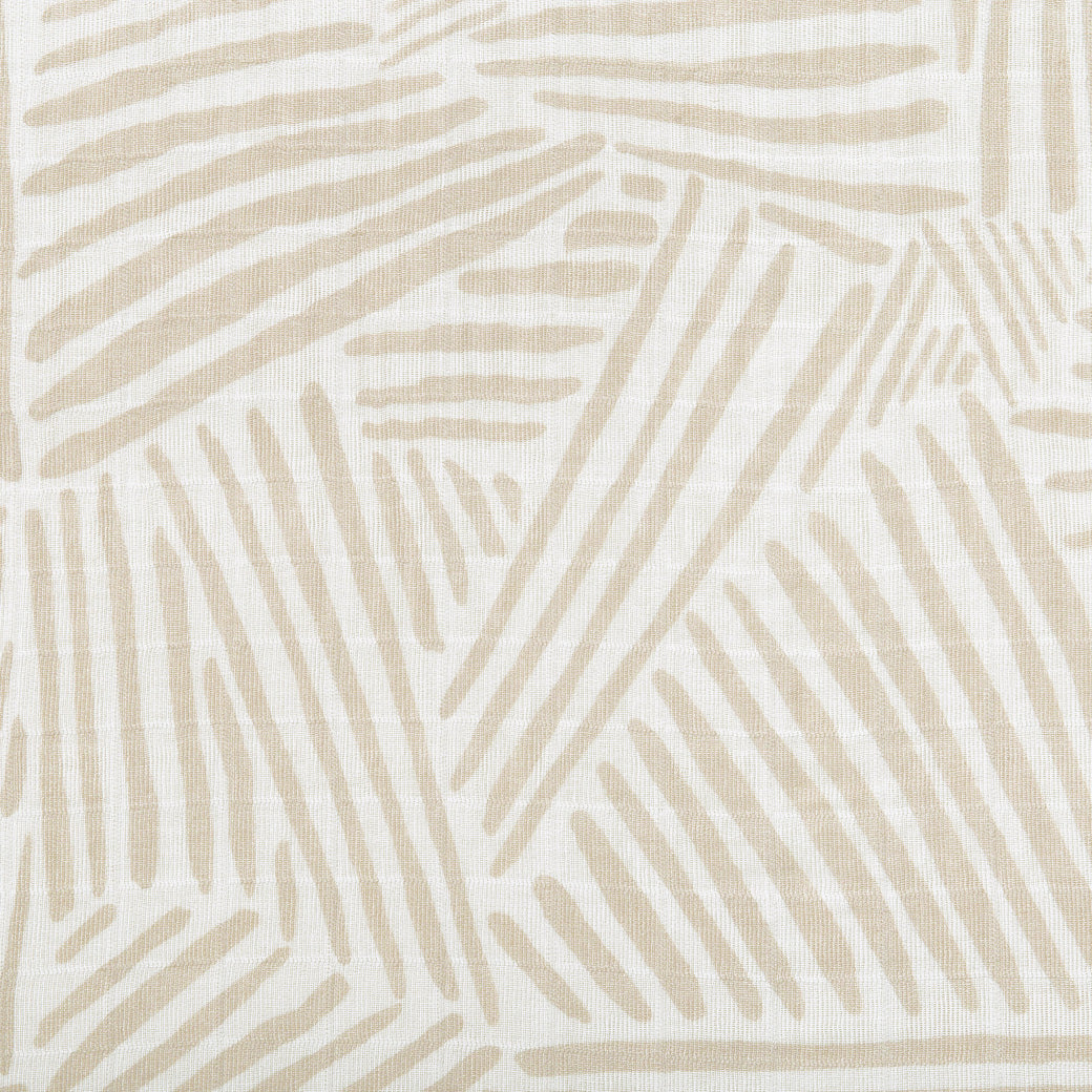 Closeup of the material of Babyletto's Quilt In 3-Layer GOTS Certified Organic Muslin Cotton in -- Color_Oat Stripe