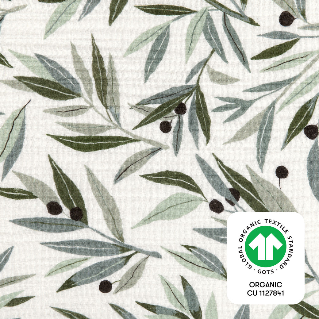 Babyletto's Quilt In 3-Layer GOTS Certified Organic Muslin Cotton with the GREENGUARD tag  in -- Color_Olive Branches