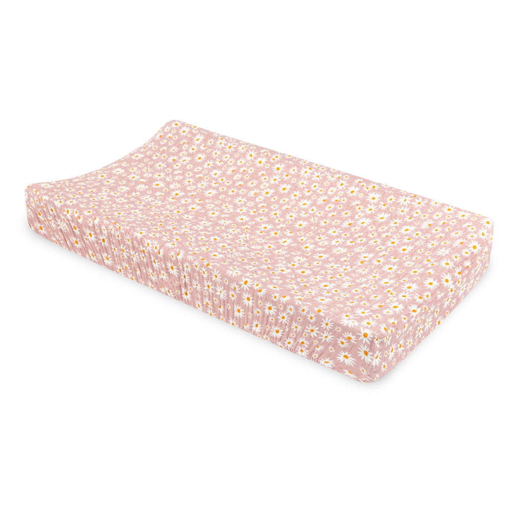 Babyletto Quilted Changing Pad Cover In GOTS Certified Organic Muslin Cotton in -- Color_Daisy