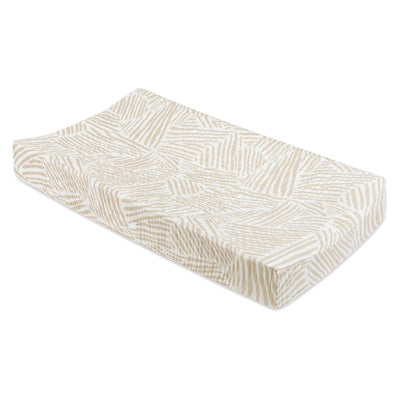 Babyletto Quilted Changing Pad Cover In GOTS Certified Organic Muslin Cotton in -- Color_Oat Stripe