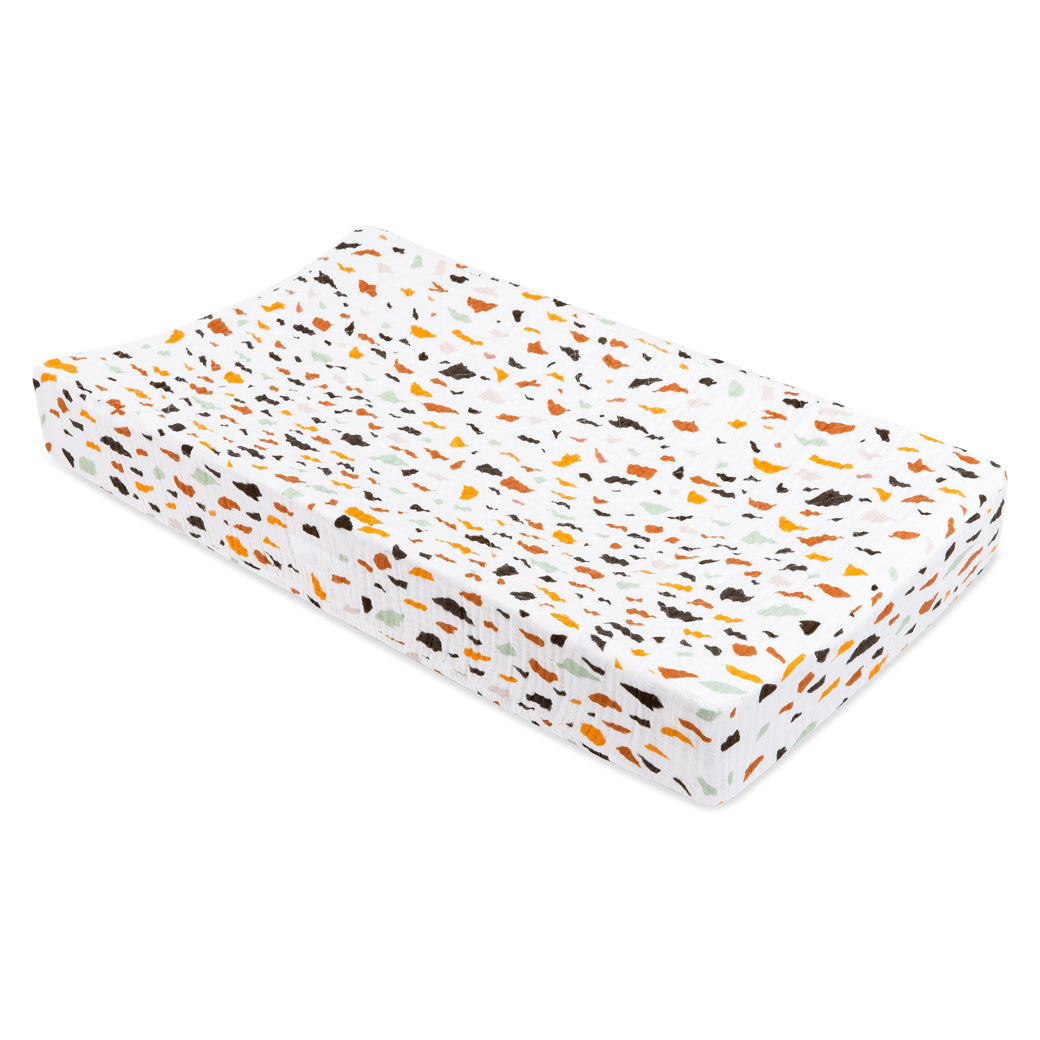 Babyletto Quilted Changing Pad Cover In GOTS Certified Organic Muslin Cotton in -- Color_Terrazzo