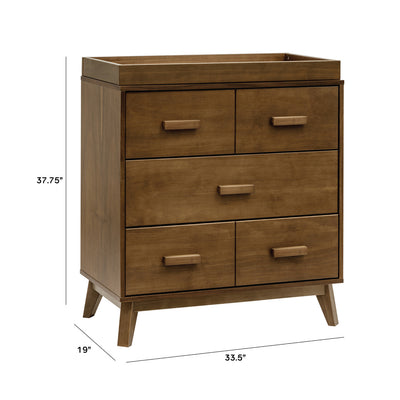 Dimensions of Babyletto's Scoot 3-Drawer Changer Dresser in -- Color_Natural Walnut